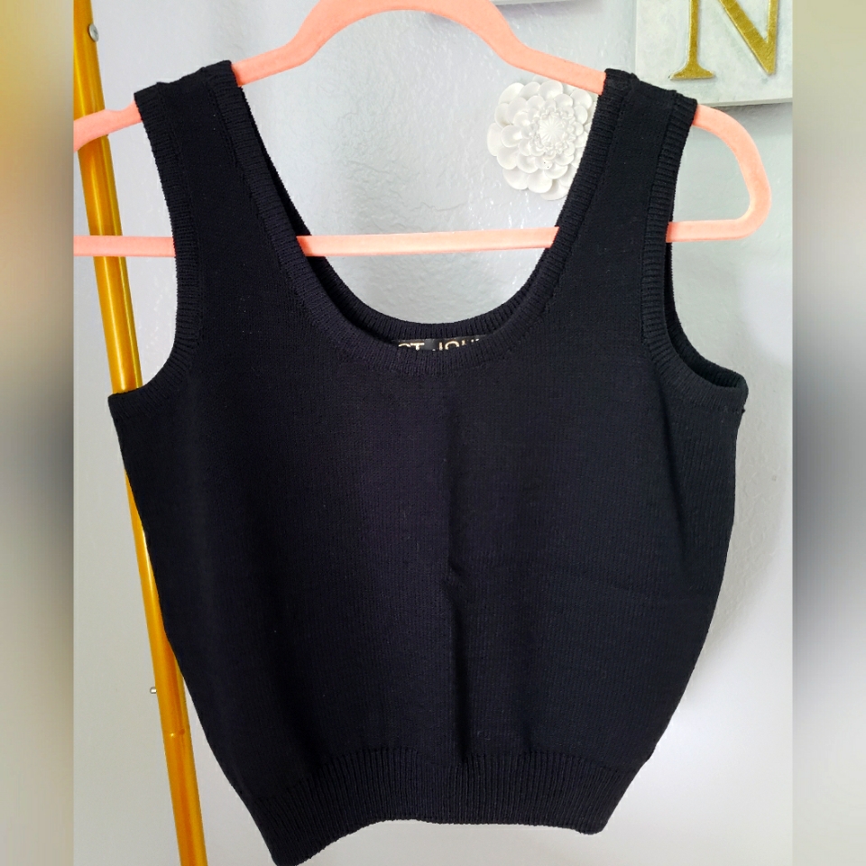 St John Basic Black Knit Top Size Small